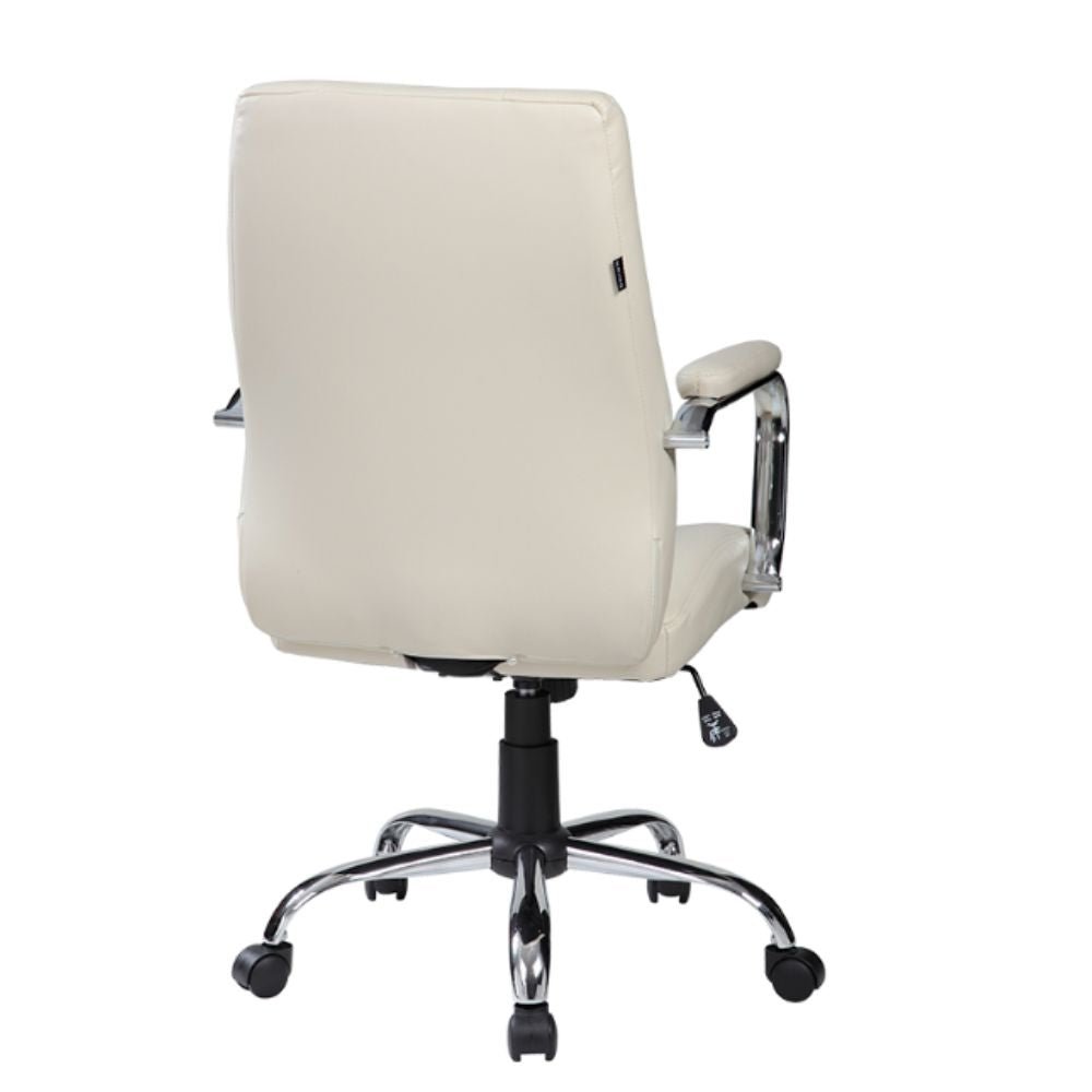 Silla de oficina secretarial Albar E-510 tapizada en vinil con brazos fijos de cromo y base estrella cromo