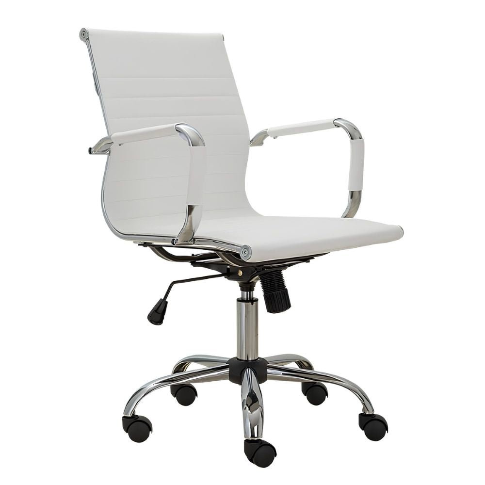 Silla de Oficina Secretarial - ALBAR GA - 002 BL - Blanco - Asiento y Respaldo Tapizado - GA-002 BL - ALBAR - NOGAL BEAT - Sillas de Oficina
