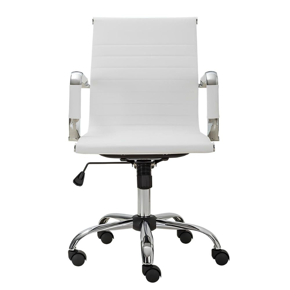Silla de Oficina Secretarial - ALBAR GA - 002 BL - Blanco - Asiento y Respaldo Tapizado - GA-002 BL - ALBAR - NOGAL BEAT - Sillas de Oficina