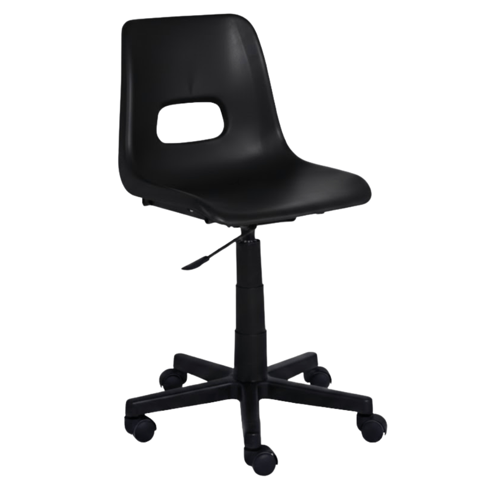 Silla secretarial Albar PL-19 B con asiento de polipropileno de una pieza, base de nylon y pistón cajero