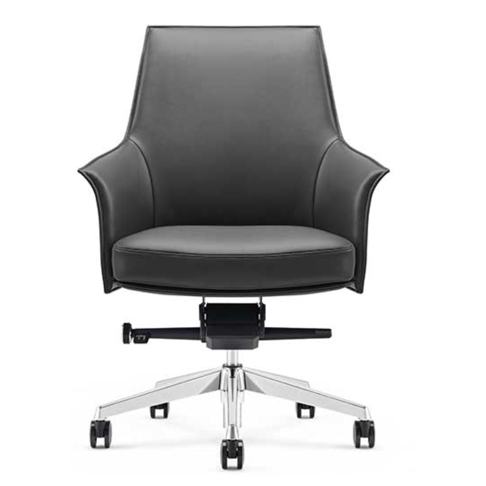 Silla de oficina secretarial Techno Dream de respaldo bajo tapizado con base de 5 puntas en aluminio pulido