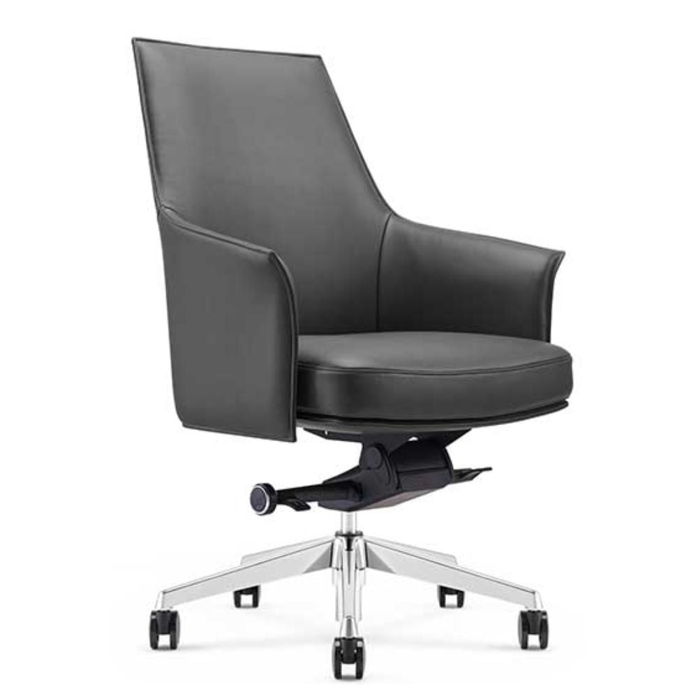 Silla de oficina secretarial Techno Dream de respaldo bajo tapizado con base de 5 puntas en aluminio pulido