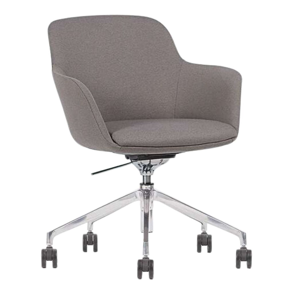 Silla secretarial Techno Hub tapizada con rodajas y base de aluminio pulido de 5 puntas