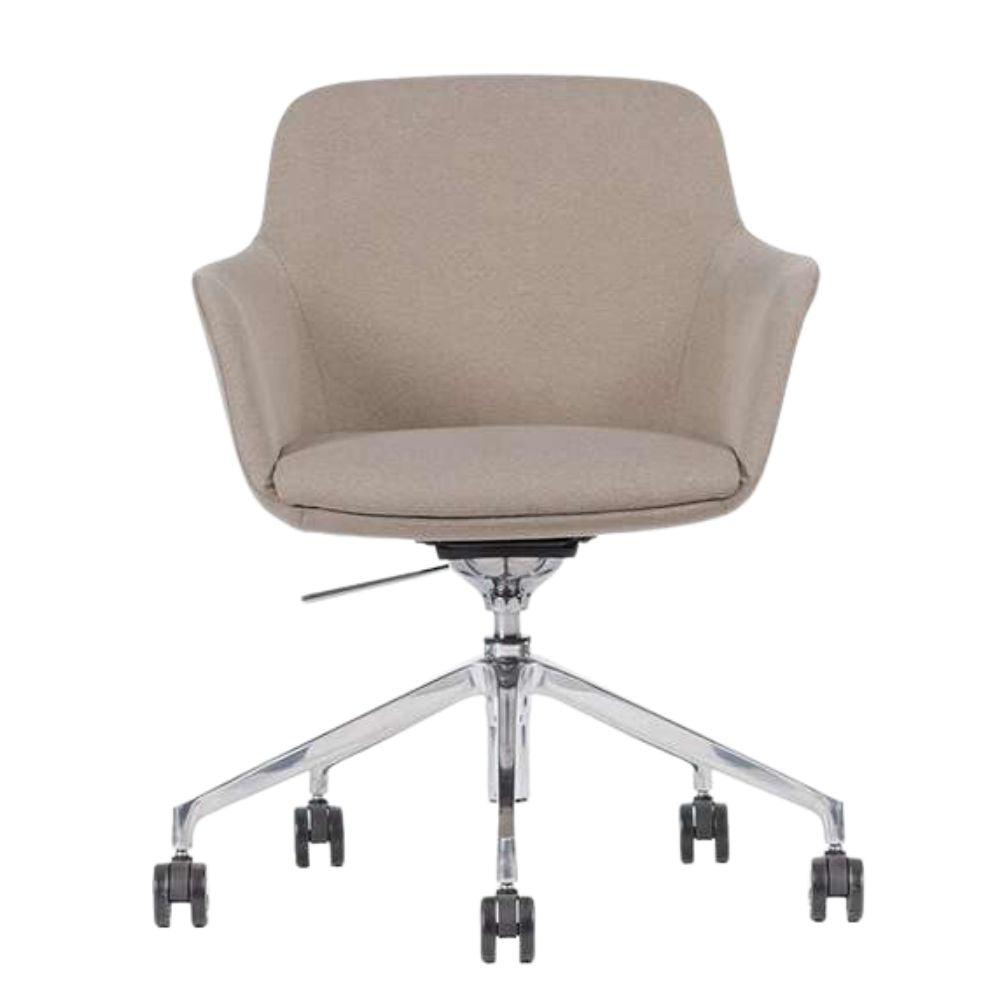 Silla secretarial Techno Hub tapizada con rodajas y base de aluminio pulido de 5 puntas