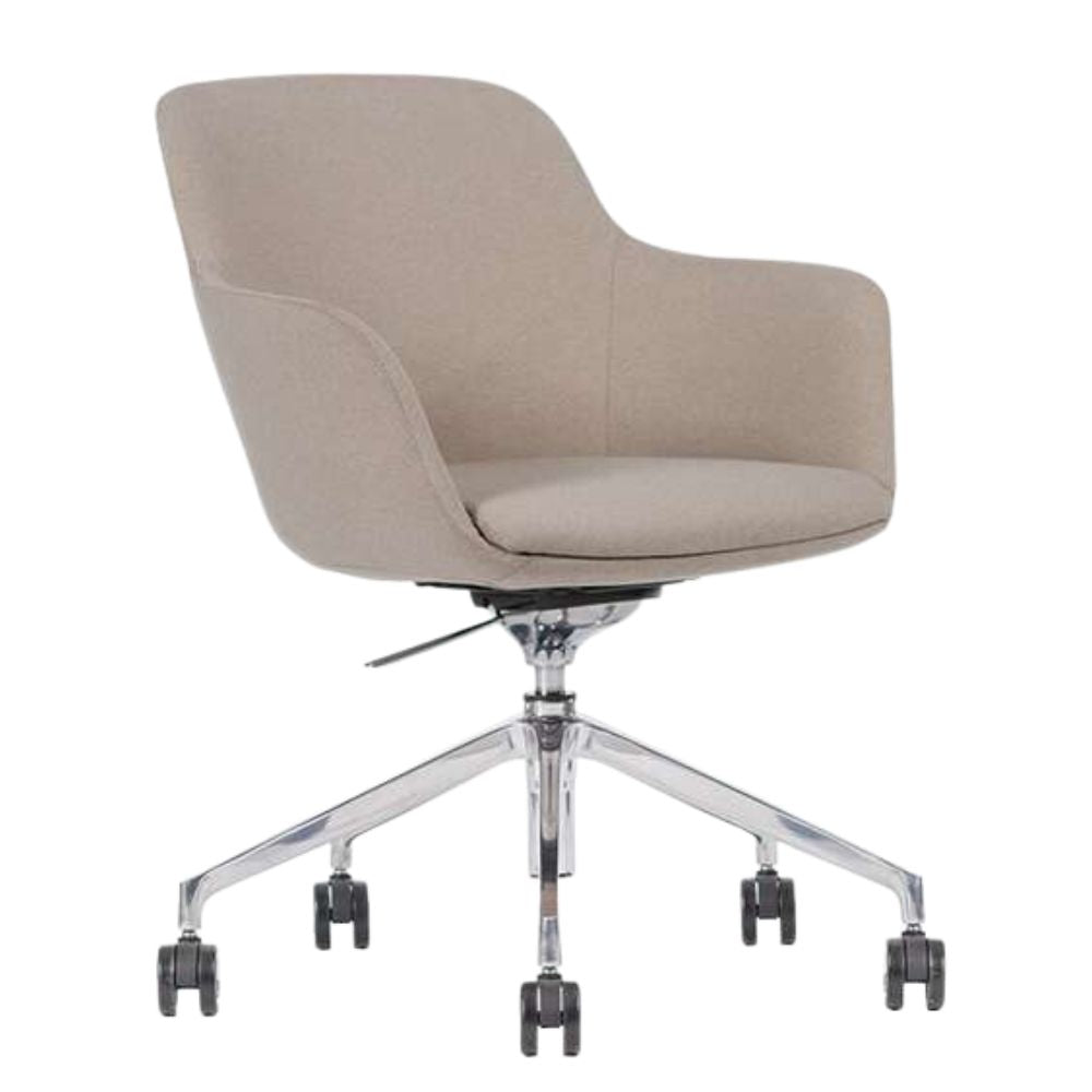Silla secretarial Techno Hub tapizada con rodajas y base de aluminio pulido de 5 puntas