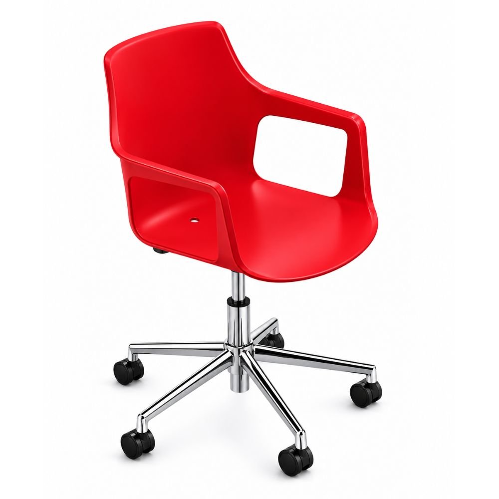 Silla secretarial Colos Vesper 2SWal con brazos, asiento y respaldo de polipropileno y base estrella de aluminio.