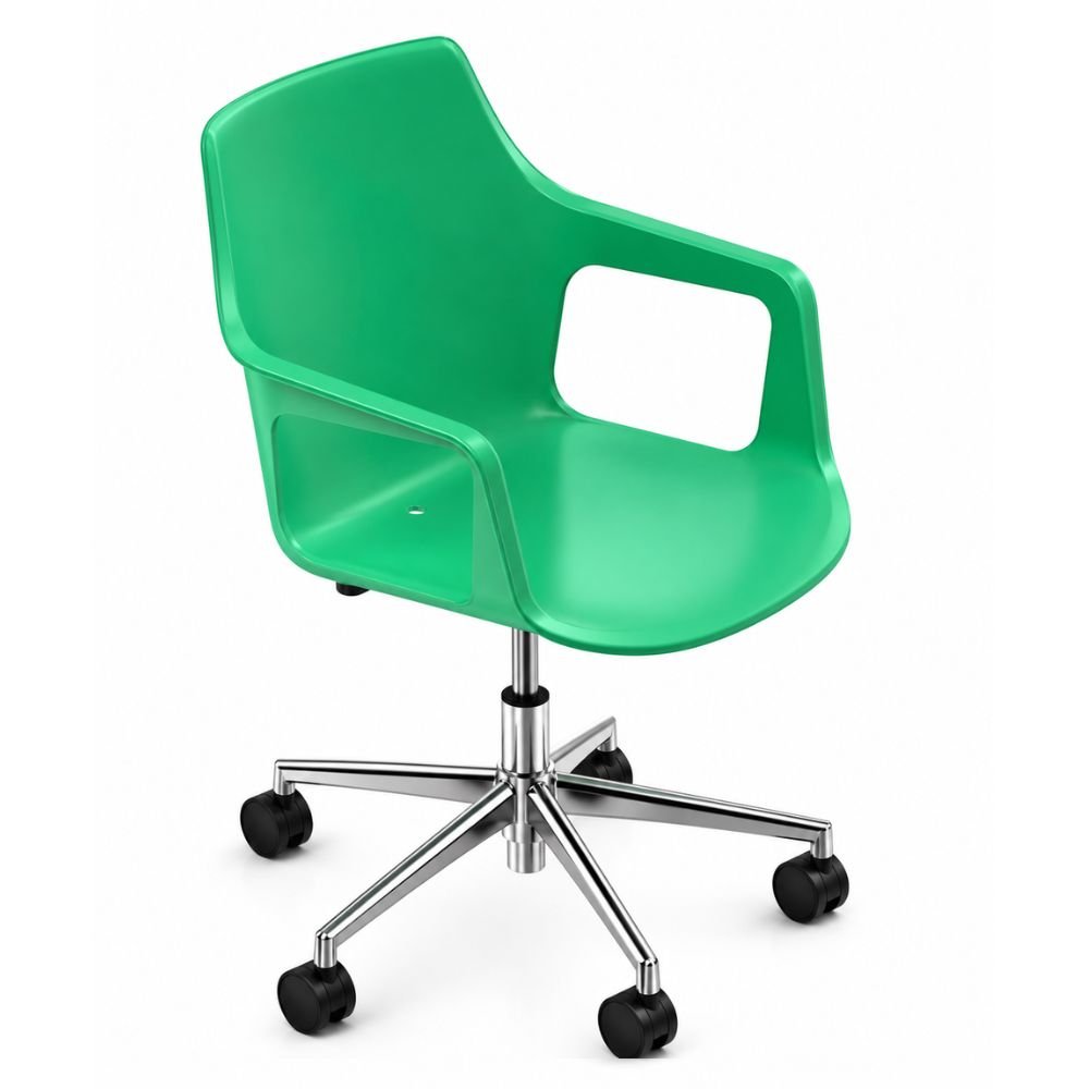 Silla secretarial Colos Vesper 2SWal con brazos, asiento y respaldo de polipropileno y base estrella de aluminio.