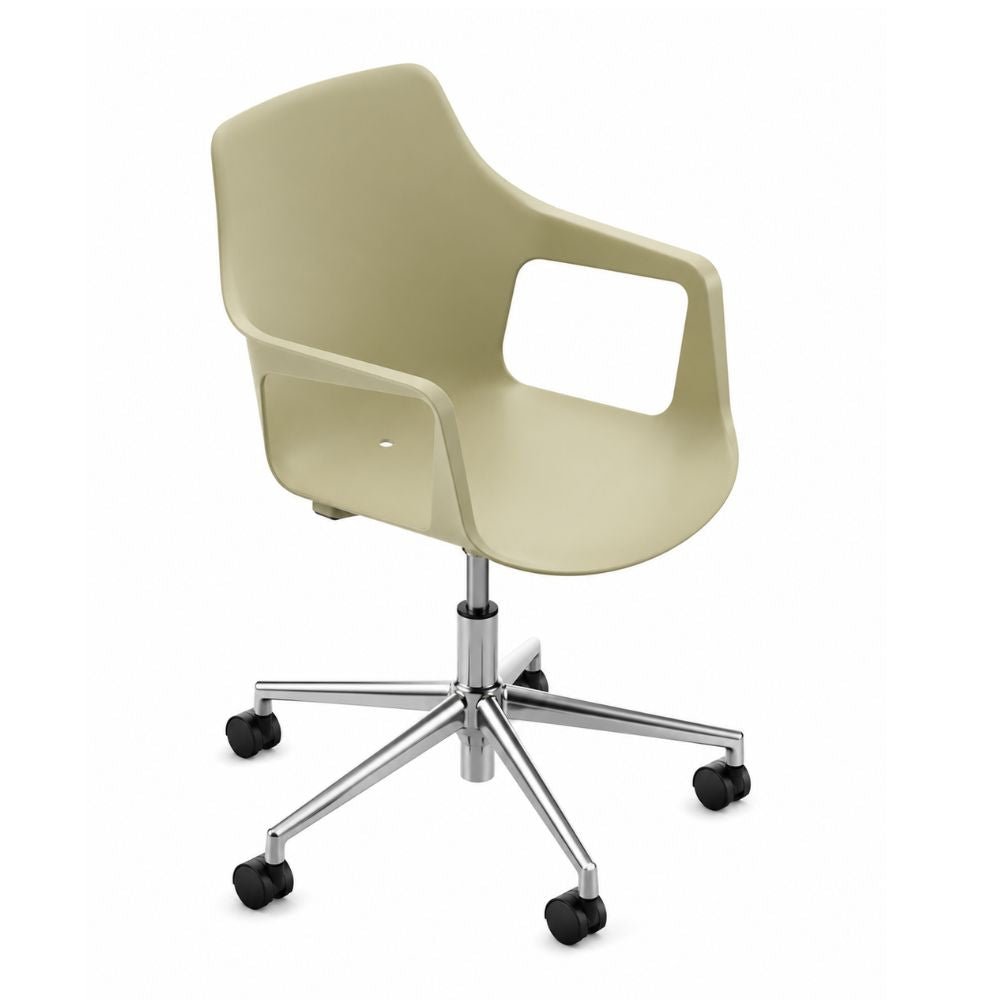 Silla secretarial Colos Vesper 2SWal con brazos, asiento y respaldo de polipropileno y base estrella de aluminio.