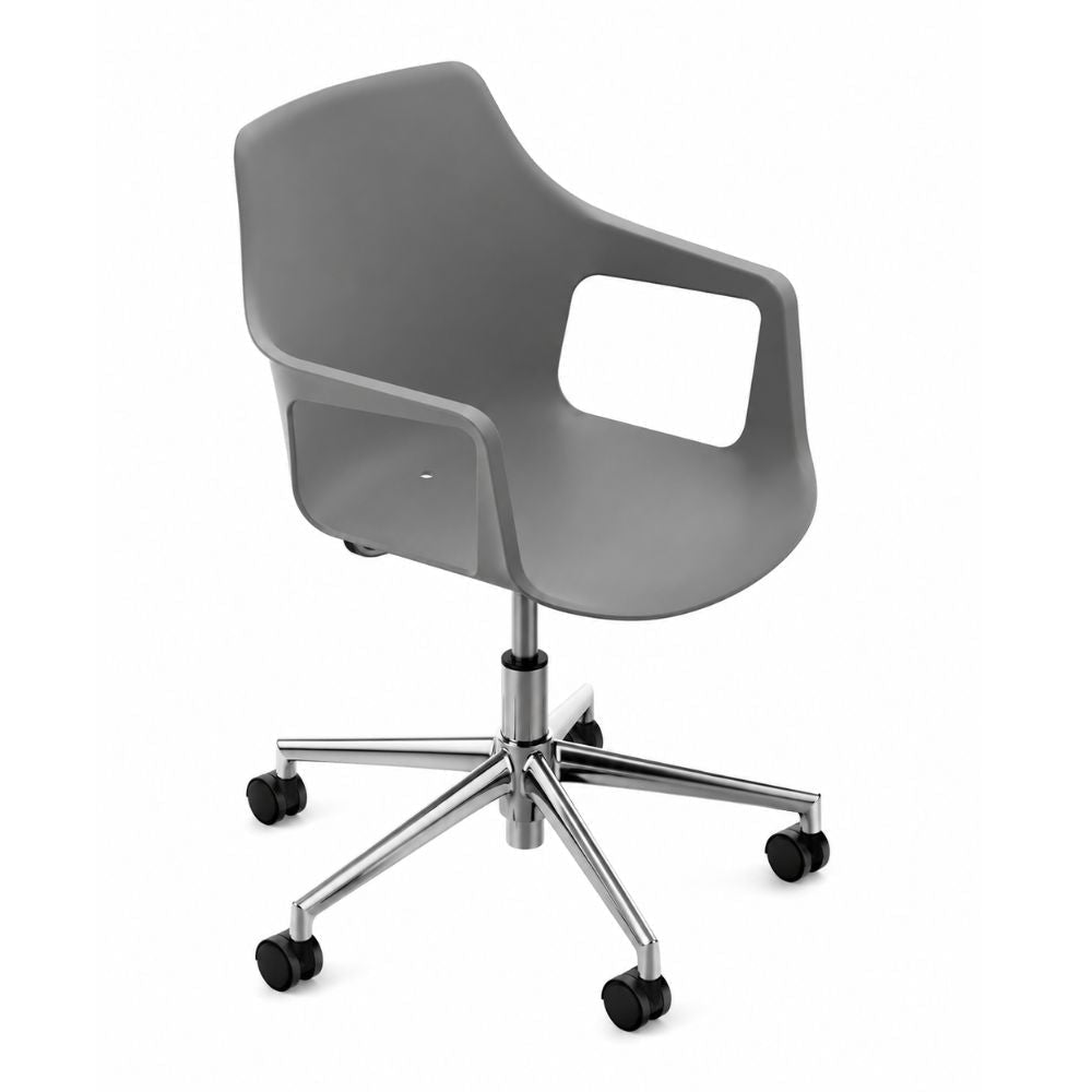 Silla secretarial Colos Vesper 2SWal con brazos, asiento y respaldo de polipropileno y base estrella de aluminio.