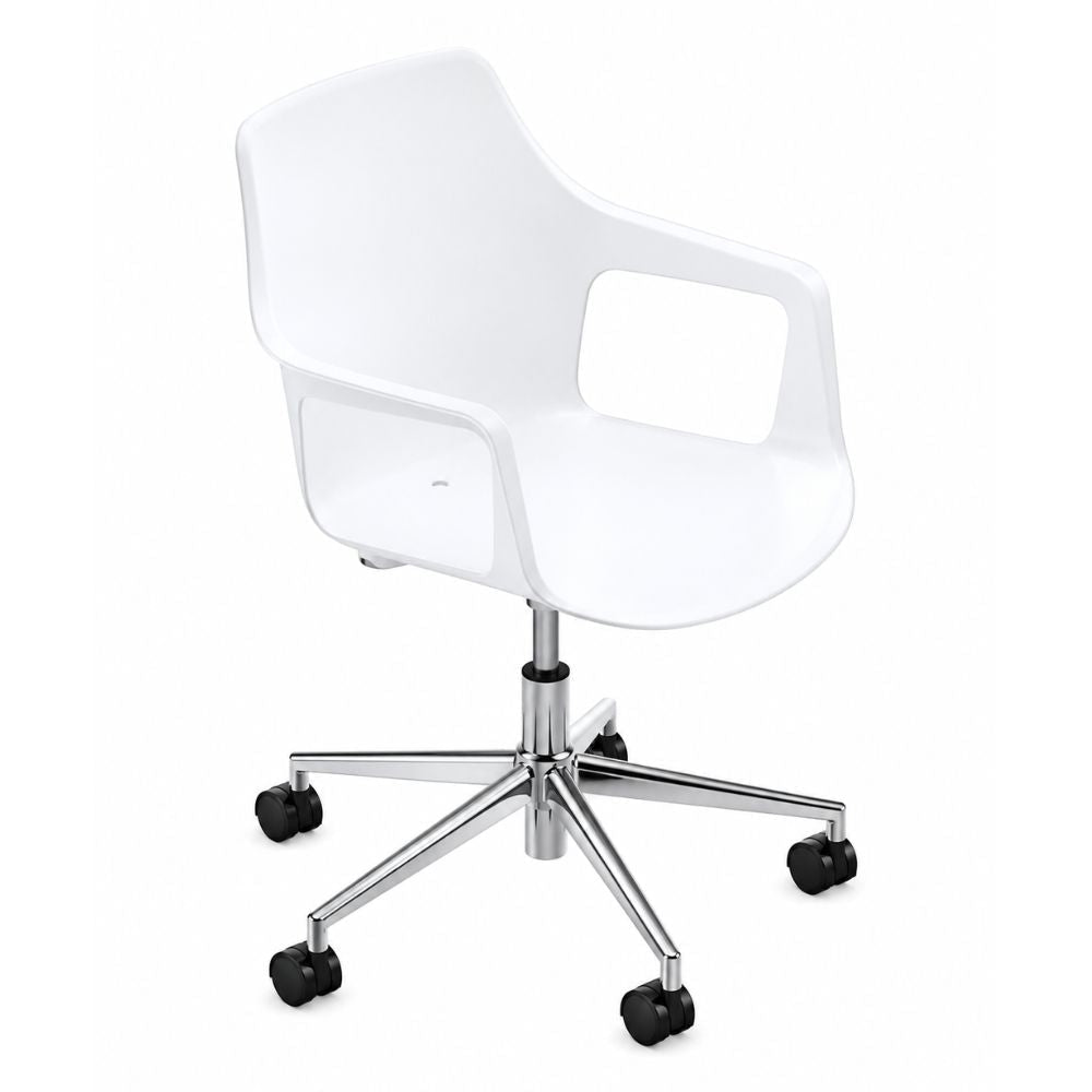 Silla secretarial Colos Vesper 2SWal con brazos, asiento y respaldo de polipropileno y base estrella de aluminio.