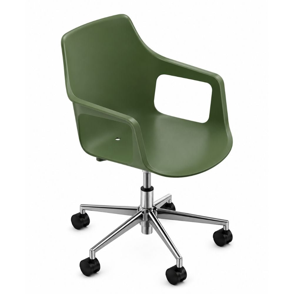 Silla secretarial Colos Vesper 2SWal con brazos, asiento y respaldo de polipropileno y base estrella de aluminio.