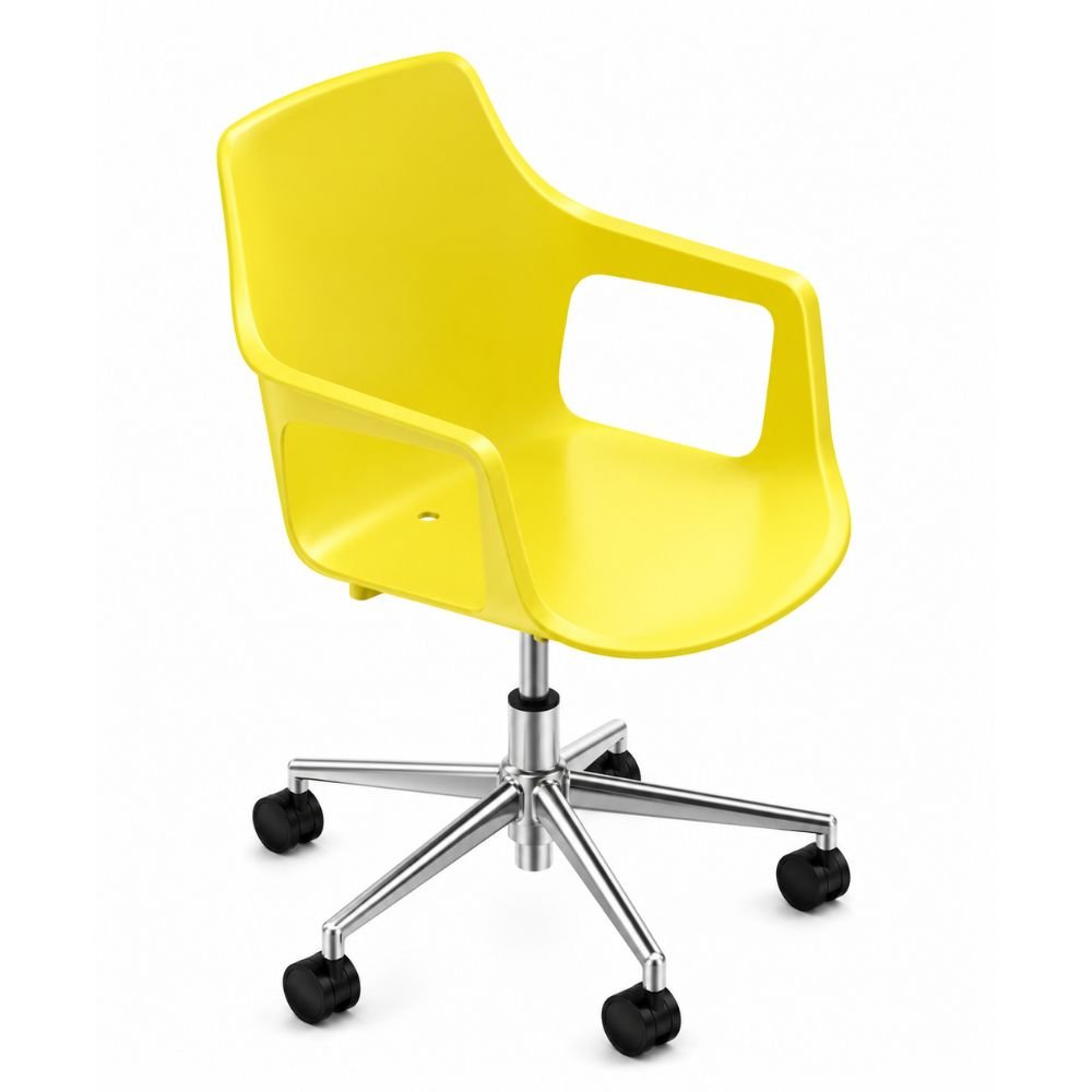 Silla secretarial Colos Vesper 2SWal con brazos, asiento y respaldo de polipropileno y base estrella de aluminio.