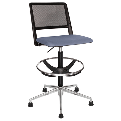 Silla secretarial Offiho Revolution OHS-85al con respaldo en malla negra, asiento tapizado y base de 5 puntas.