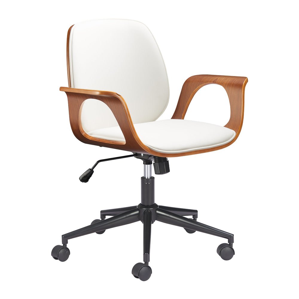 Silla de Oficina Secretarial para Consultorio - ZUO ALI - Varios Colores - Asiento y Respaldo Tapizados en Piel Sintética - 110564 - Zuo - NOGAL BEAT - Silla Secretarial
