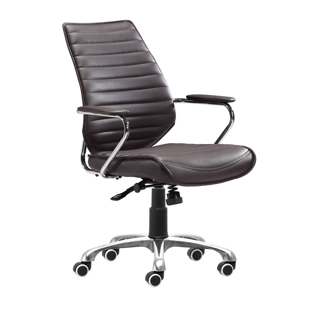 Silla de Oficina Secretarial para Home Office - ZUO ENTERPRISE - Varios Colores - Asiento y Respaldo Tapizados en Piel Sintética - 110884 - Zuo - NOGAL BEAT - Silla Secretarial