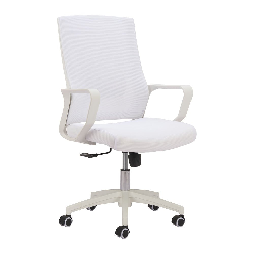 Silla de Oficina Secretarial para Home Office - ZUO JETT - Blanco - Respaldo en Malla y Asiento Tapizado - 110840 - Zuo - NOGAL BEAT - Silla Secretarial