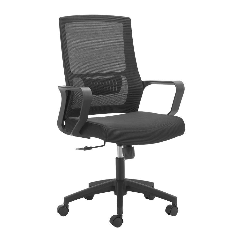 Silla de Oficina Secretarial para Home Office - ZUO JETT - Negro - Respaldo en Malla y Asiento Tapizado - 110839 - Zuo - NOGAL BEAT - Silla Secretarial