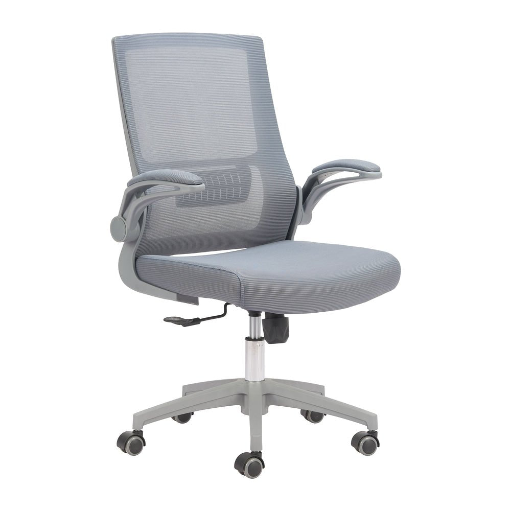Silla de Oficina Secretarial para Home Office - ZUO PATER - Gris - Respaldo en Malla y Asiento Tapizado - 110838 - Zuo - NOGAL BEAT - Silla Secretarial