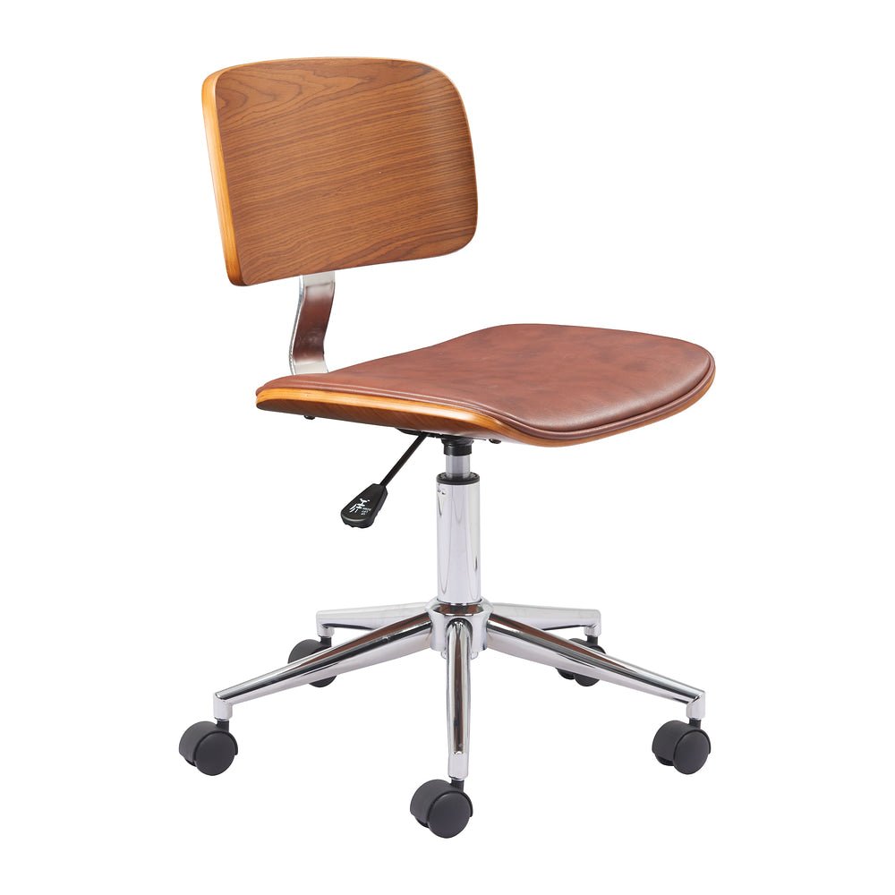 Silla de Oficina Secretarial para Recepción - ZUO DURAVEL - Café - Asiento y Respaldo Tapizados en Piel Sintética - 110562 - Zuo - NOGAL BEAT - Silla Secretarial