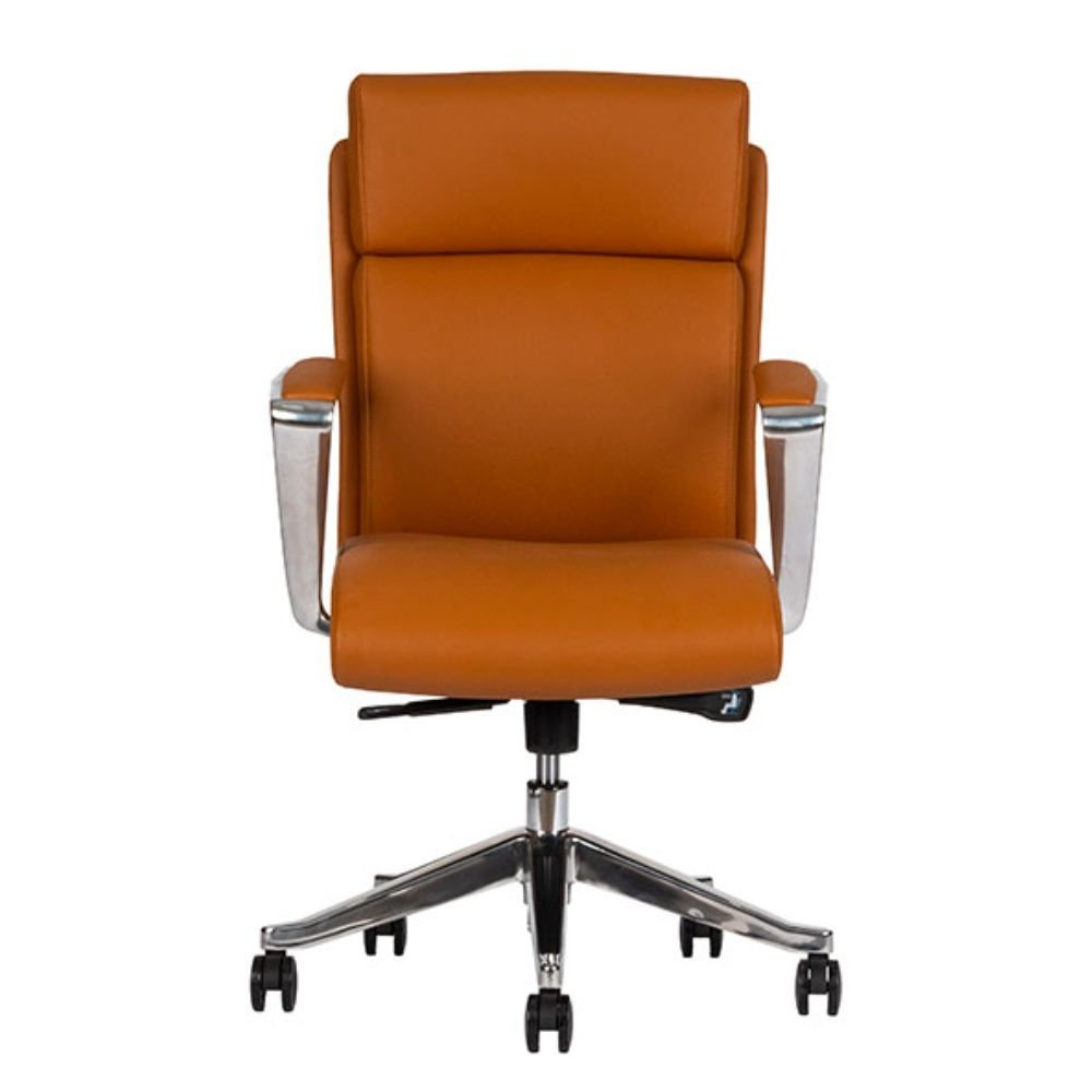 Silla de oficina Techno CEO de respaldo bajo tapizada en piel genuina con base de aluminio pulido