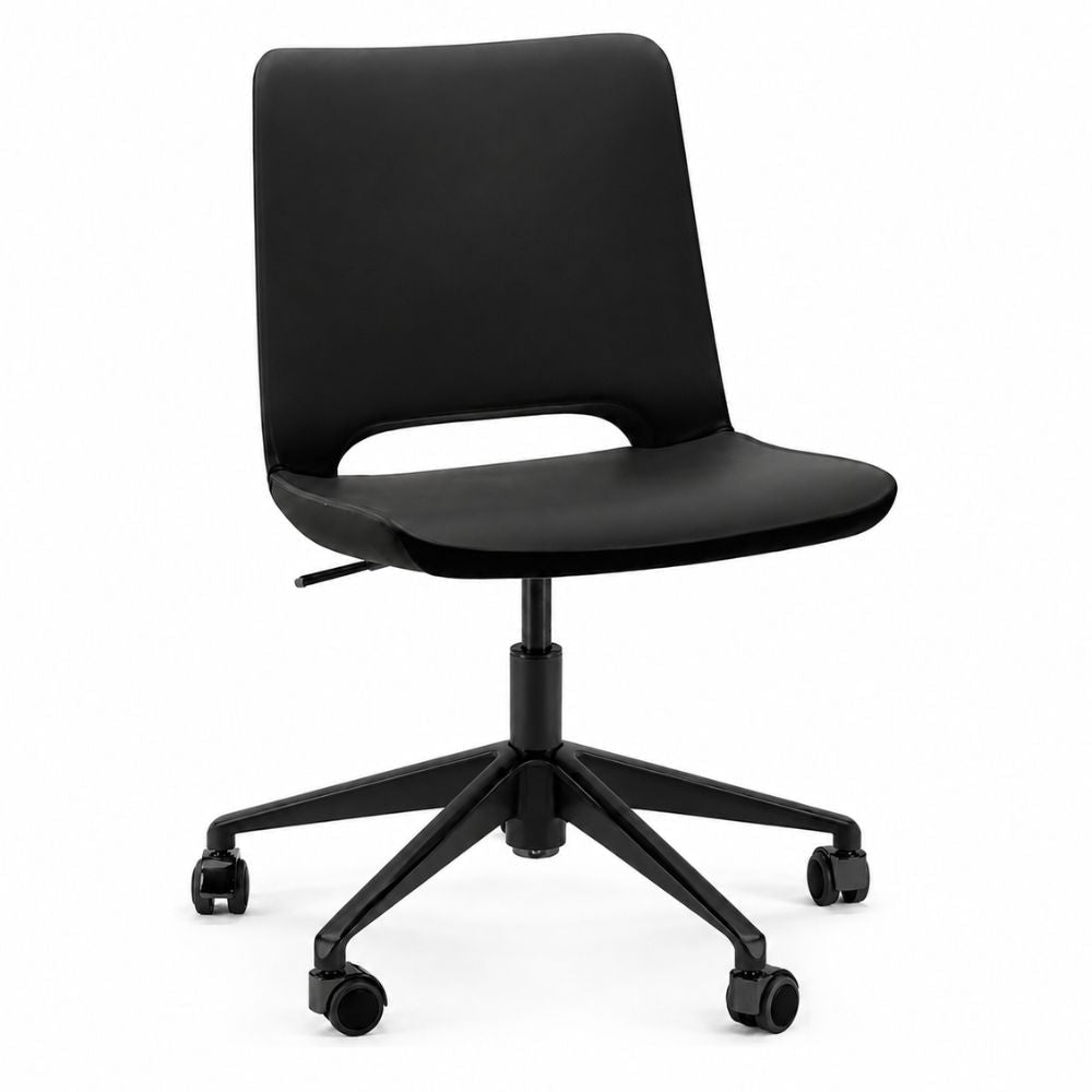 Silla de visita LABENZE AMYOPEN negra con cuerpo de poliuretano inyectado tapizado