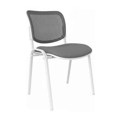 Silla de visita Albar M-120 con respaldo en malla, asiento tapizado y estructura tubular apilable