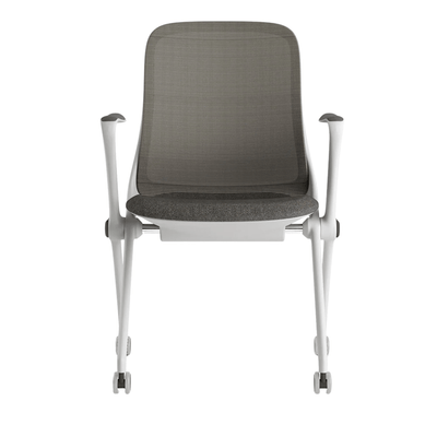 Silla de Oficina Visita Ergonómica - OFFIHO BLACK ARA OHV - 17 BLANCO - Asiento Tapizado y Respaldo en Malla - OHV-17 Blanco - OFFIHO - NOGAL BEAT - Sillas de Oficina