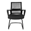 Silla de visita Gersa E-17553 negra con respaldo en malla, asiento tapizado, brazos fijos y base trineo metálica