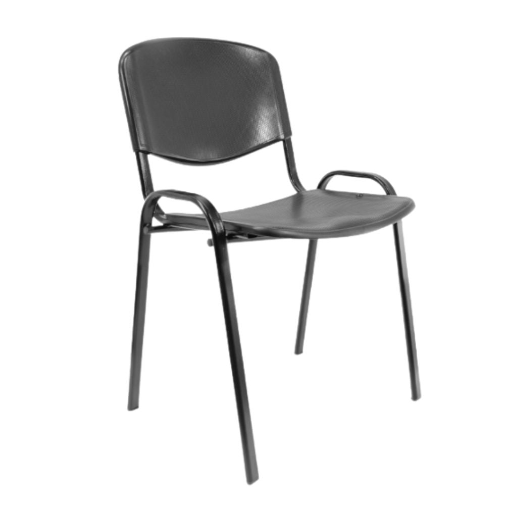 Silla de visita GERSA E-35058-2 con asiento y respaldo de polipropileno y estructura metálica delgada negra