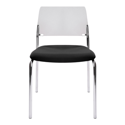 Silla de visita Gersa E-39500 con estructura cromada, respaldo en polipropileno y asiento tapizado