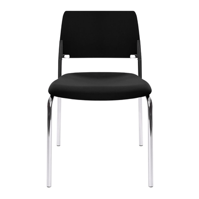 Silla de visita Gersa E-39500 con estructura cromada, respaldo en polipropileno y asiento tapizado