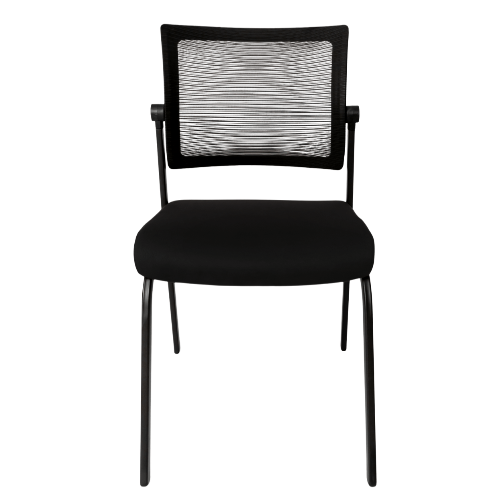 Silla de visita GERSA E-50550 con respaldo en malla negra, asiento tapizado y estructura metálica
