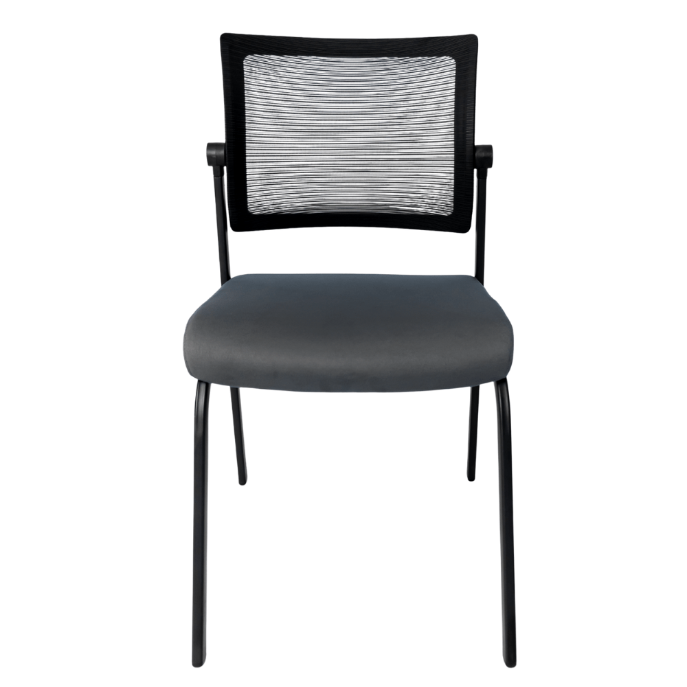 Silla de visita GERSA E-50550 con respaldo en malla negra, asiento tapizado y estructura metálica