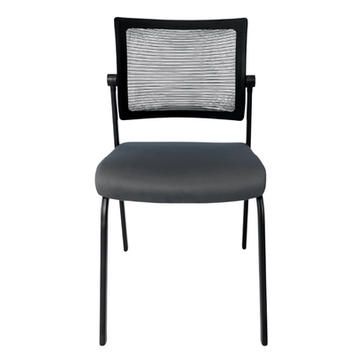 Silla de visita GERSA E-50550 con respaldo en malla negra, asiento tapizado y estructura metálica