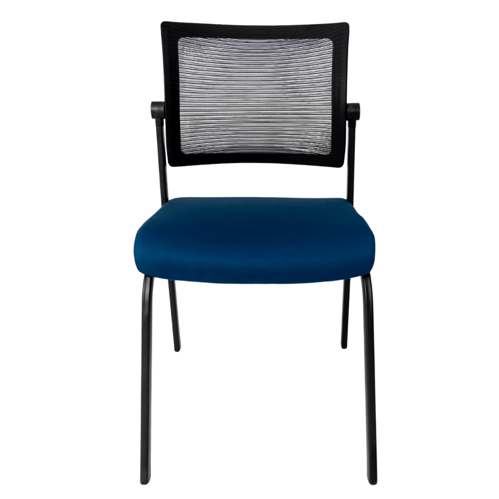 Silla de visita GERSA E-50550 con respaldo en malla negra, asiento tapizado y estructura metálica