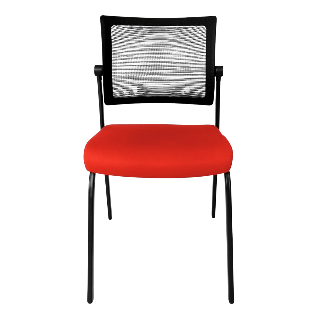 Silla de visita GERSA E-50550 con respaldo en malla negra, asiento tapizado y estructura metálica