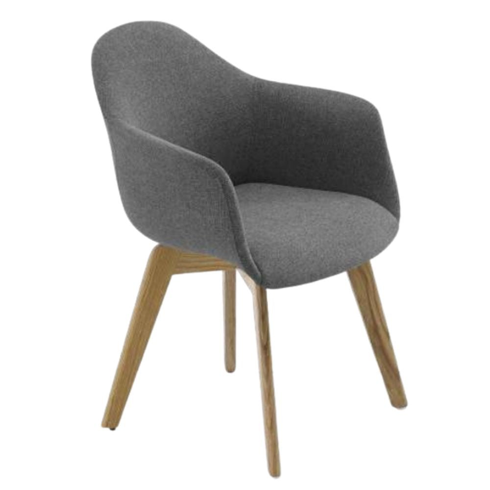Silla de visita Nogal Beat Alessia con base de madera natural y asiento y respaldo tapizados