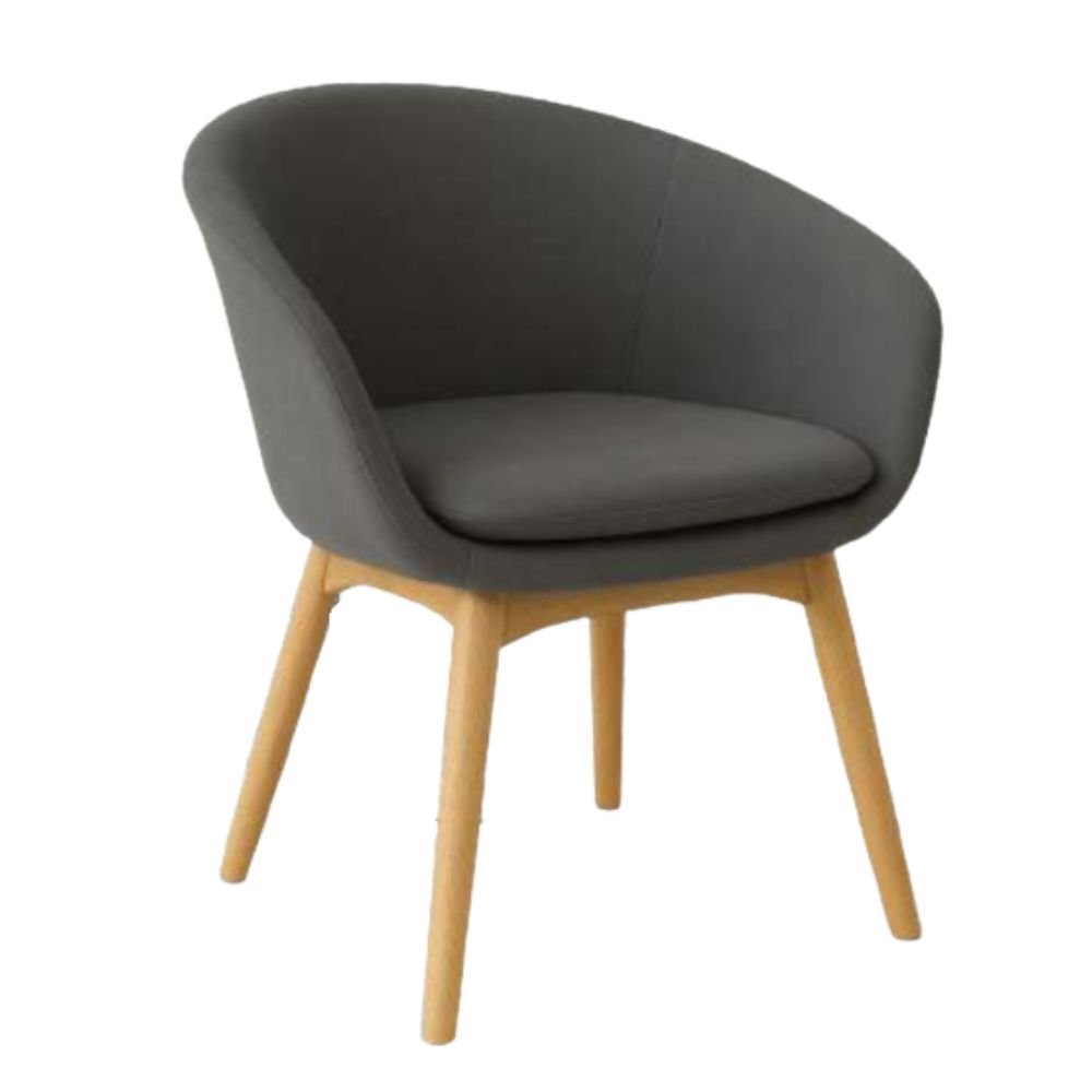 Silla de visita NOGAL BEAT JADE con asiento y respaldo tapizados y base de madera natural