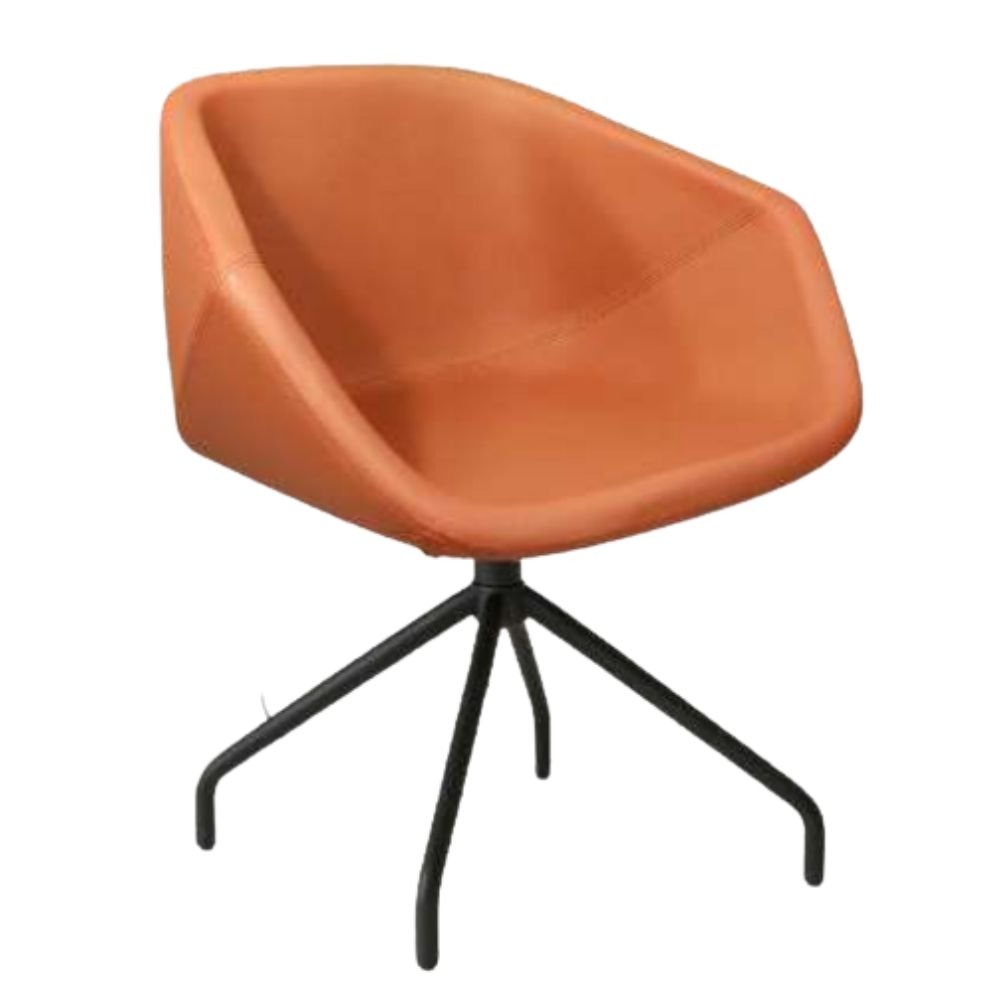 Silla de visita Nogal Beat Pitcher con asiento tapizado y base spider de 4 puntas en negro