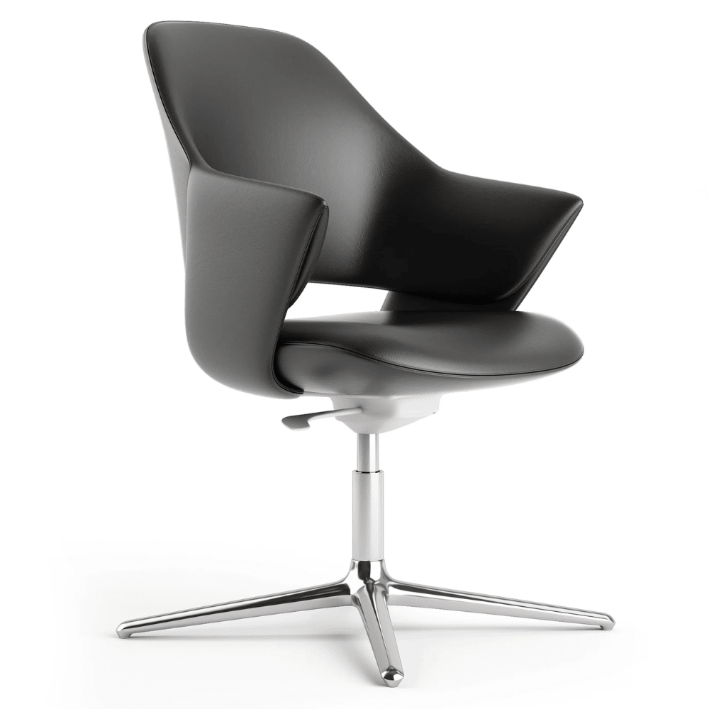 Silla de oficina Nogal Beat Stark Visita tapizada en vinil con respaldo medio y base de aluminio de cuatro puntas