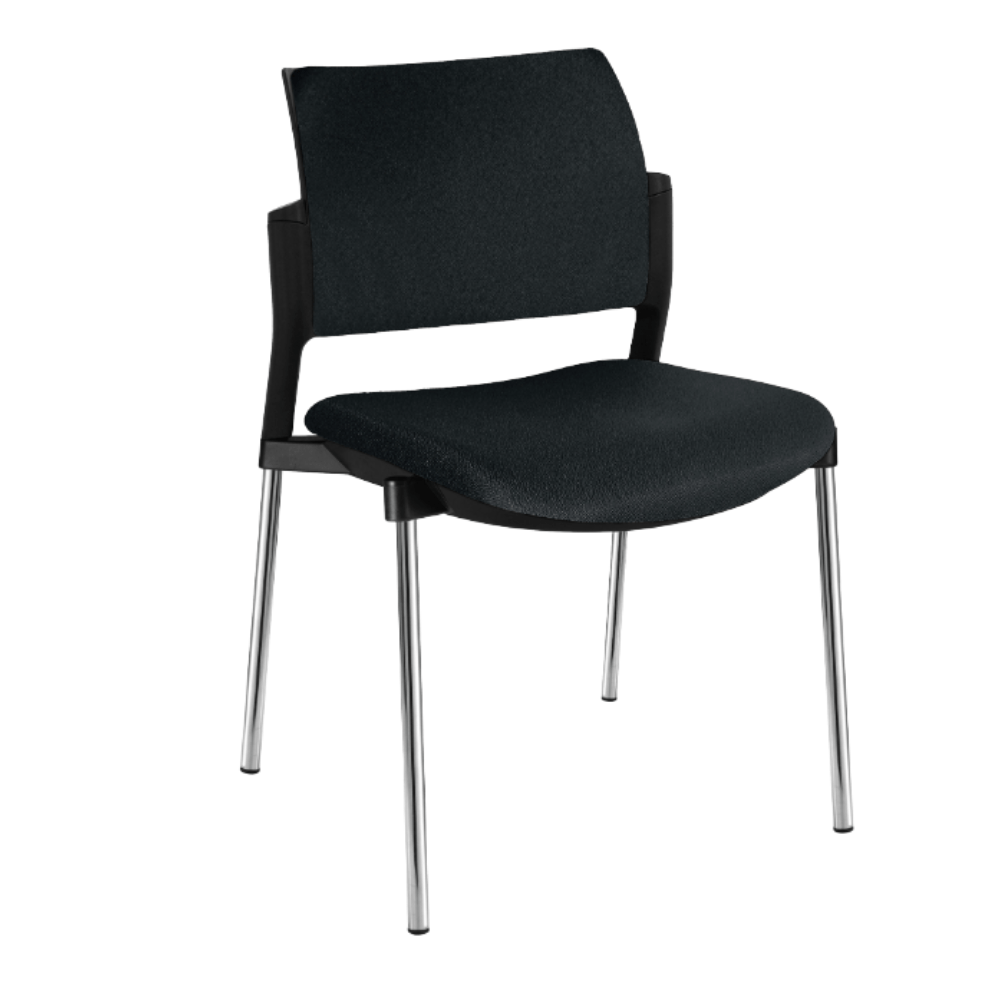 Silla de visita Offiho Kyos OHV-333CR apilable con base cromada de cuatro puntas y asiento tapizado