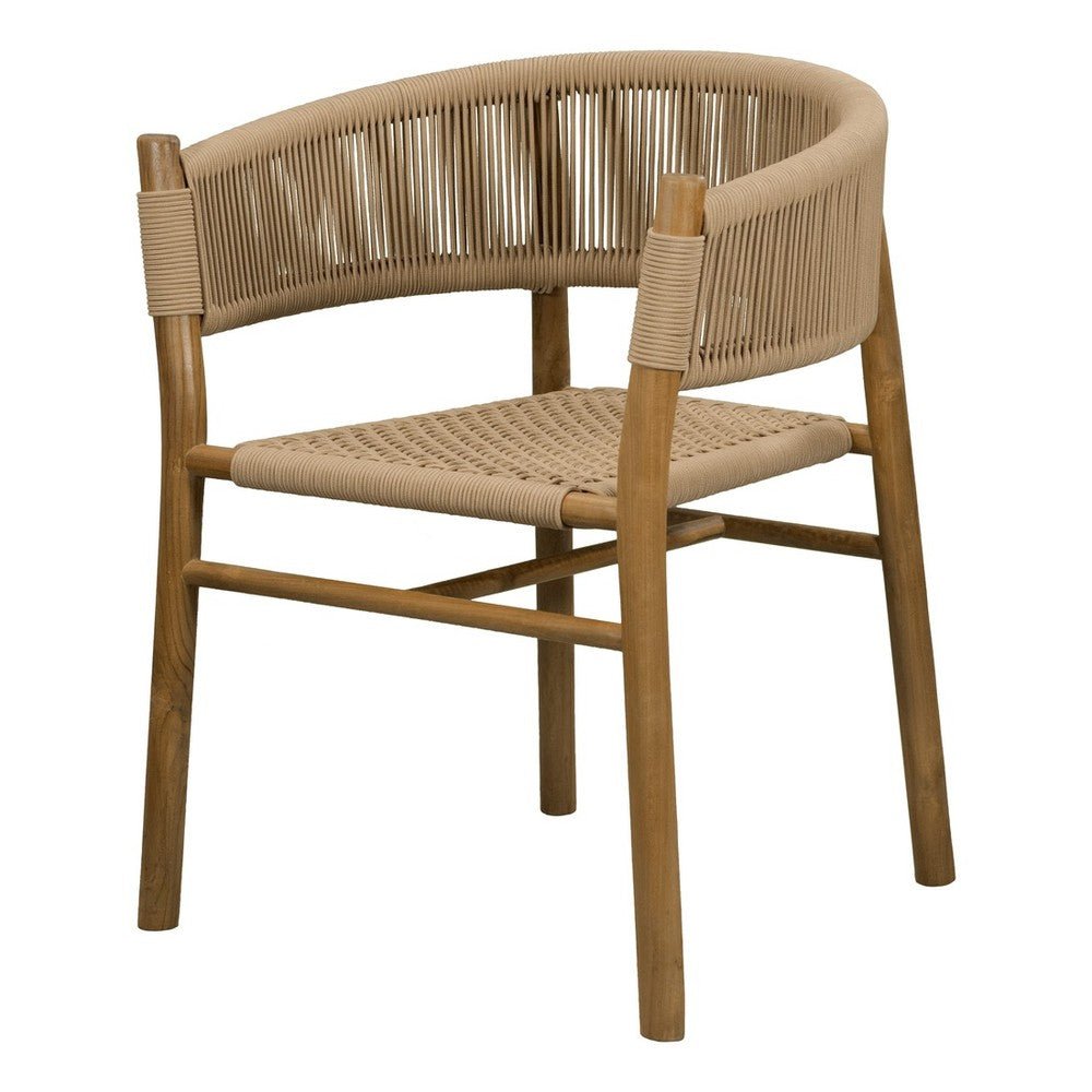 Silla de Terraza para Áreas de Estar - NOGAL BEAT LUCAS - Varios Colores - Madera Teca y Cuerda - SILLA LUCAS Natural - CAMCO - NOGAL BEAT - Silla de Terraza