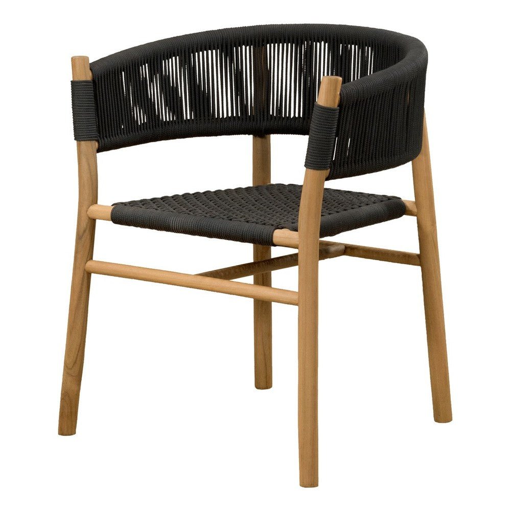 Silla de Terraza para Áreas de Estar - NOGAL BEAT LUCAS - Varios Colores - Madera Teca y Cuerda - SILLA LUCAS Negro - CAMCO - NOGAL BEAT - Silla de Terraza