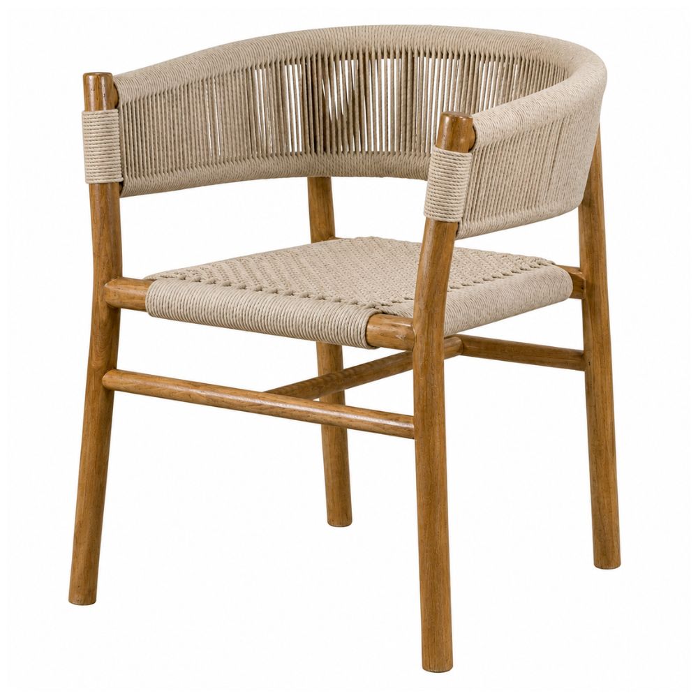 Silla de Terraza para Áreas de Estar - NOGAL BEAT LUCAS - Varios Colores - Madera Teca y Cuerda - SILLA LUCAS Beige - CAMCO - NOGAL BEAT - Silla de Terraza