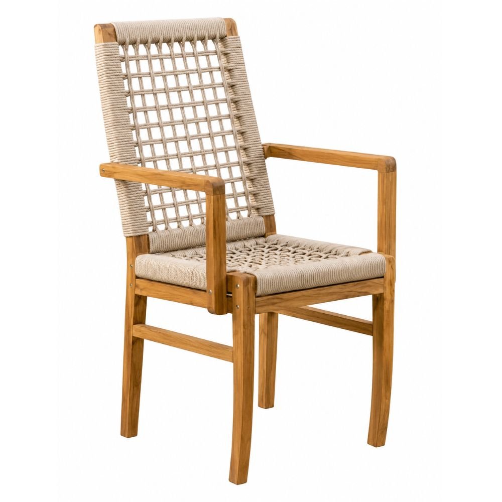 Silla de Terraza para Áreas de Estar - NOGAL BEAT MILANDO - Varios Colores - Madera Teca y Polyrattan con Antebrazo - SILLA MILANDO con antebrazo Banana - CAMCO - NOGAL BEAT - Silla de Terraza