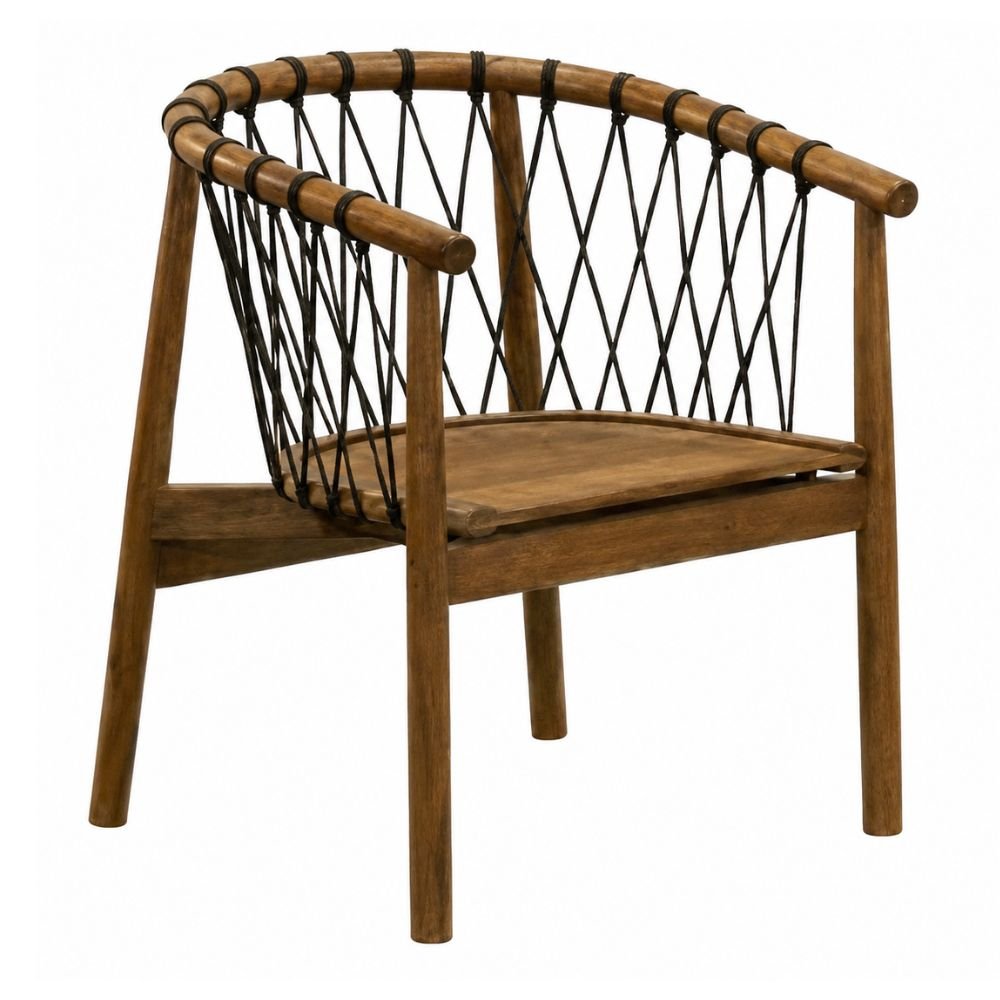 Silla de Terraza para Cafetería - NOGAL BEAT CROSSETTA - Varios Colores - Madera Teca y Cuerda - SILLA CROSSETTA Negro - CAMCO - NOGAL BEAT - Silla de Terraza