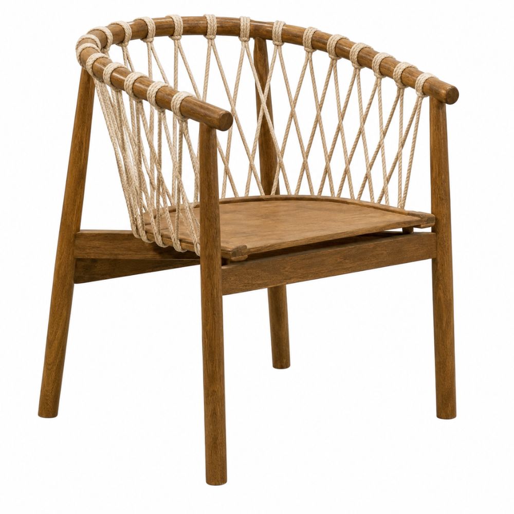 Silla de Terraza para Cafetería - NOGAL BEAT CROSSETTA - Varios Colores - Madera Teca y Cuerda - SILLA CROSSETTA Beige - CAMCO - NOGAL BEAT - Silla de Terraza