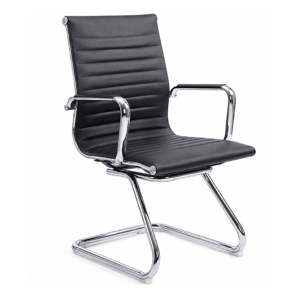 Silla de Visita para Sala de Espera - GEBESA GOETZ - Negro - Respaldo Bajo y Asiento Tapizado en Vinipiel - GDOH208N - GEBESA - NOGAL BEAT - Silla de Visita