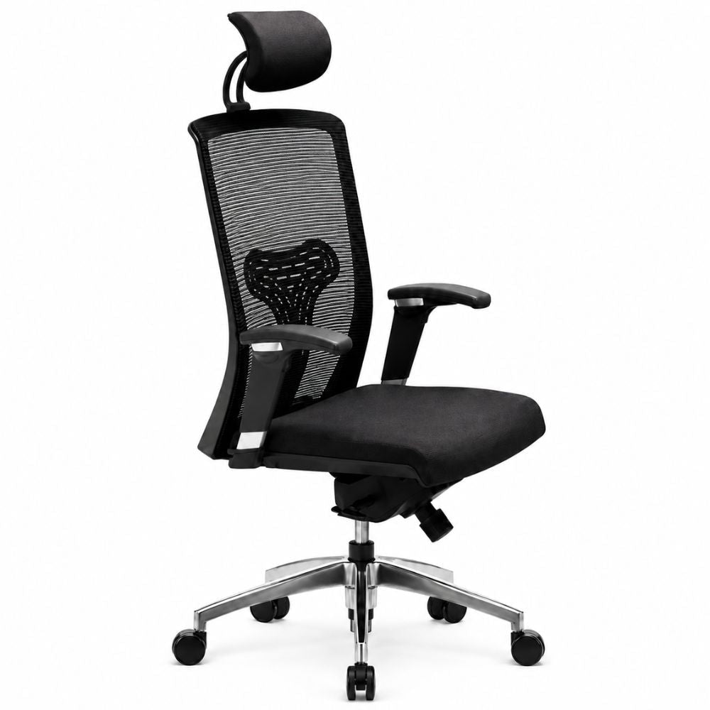 Silla Ejecutiva de Oficina Directiva - GEBESA GANT - Negro - Respaldo en Malla y Asiento Tapizado en Tela - GDN600TZ00 - GEBESA - NOGAL BEAT - Silla Ejecutiva