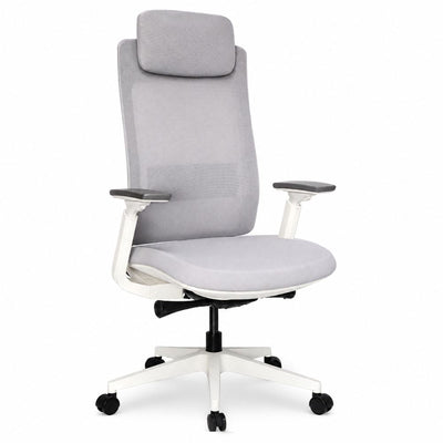 Silla Ejecutiva de Oficina Directiva - GEBESA QUO - Blanco - Respaldo Alto en Malla con Cabecera - GDOH805QUB - GEBESA - NOGAL BEAT - Silla Ejecutiva